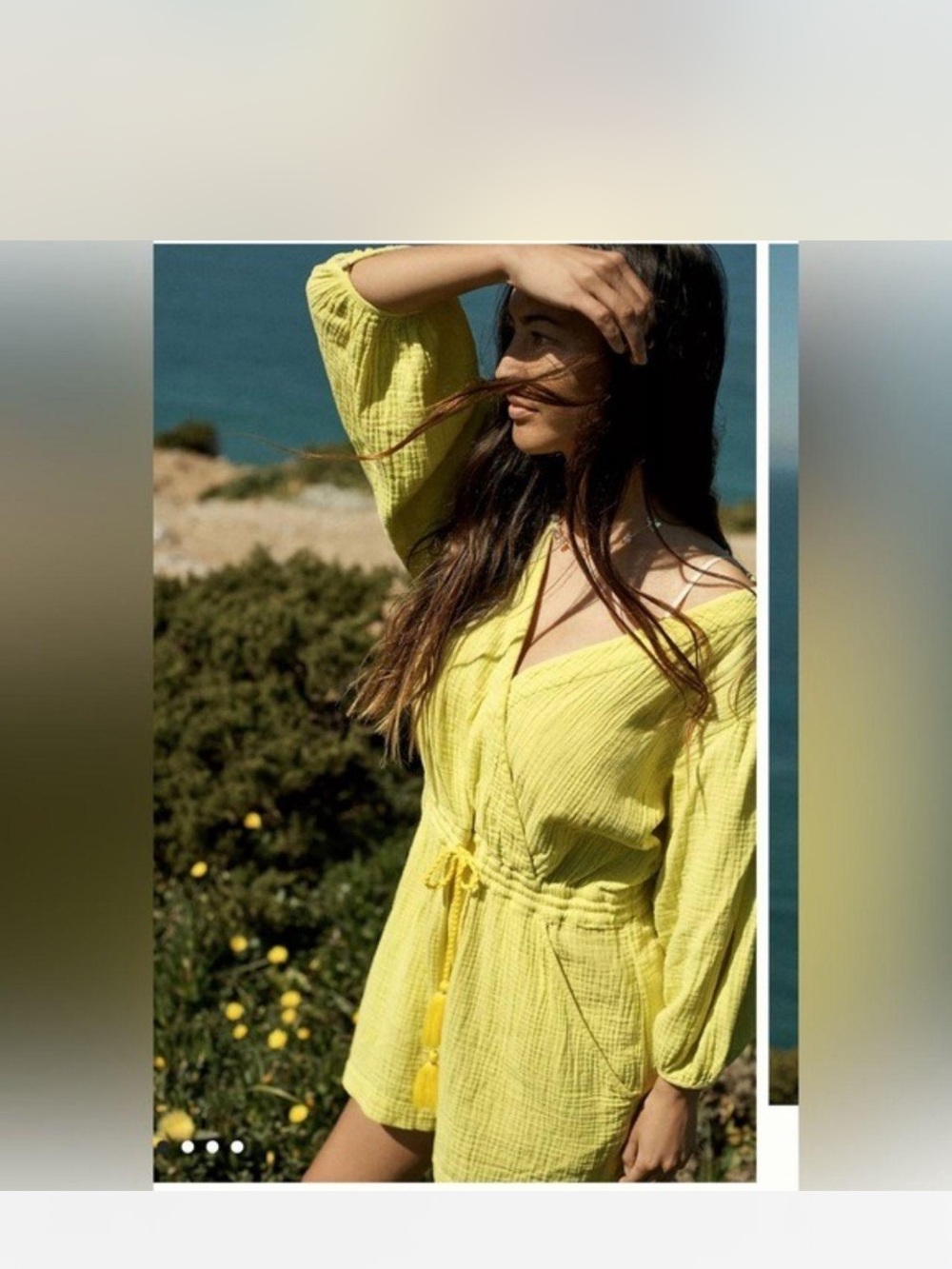 Anthropologie Celia Bright Yellow Gauze Wrap Romper